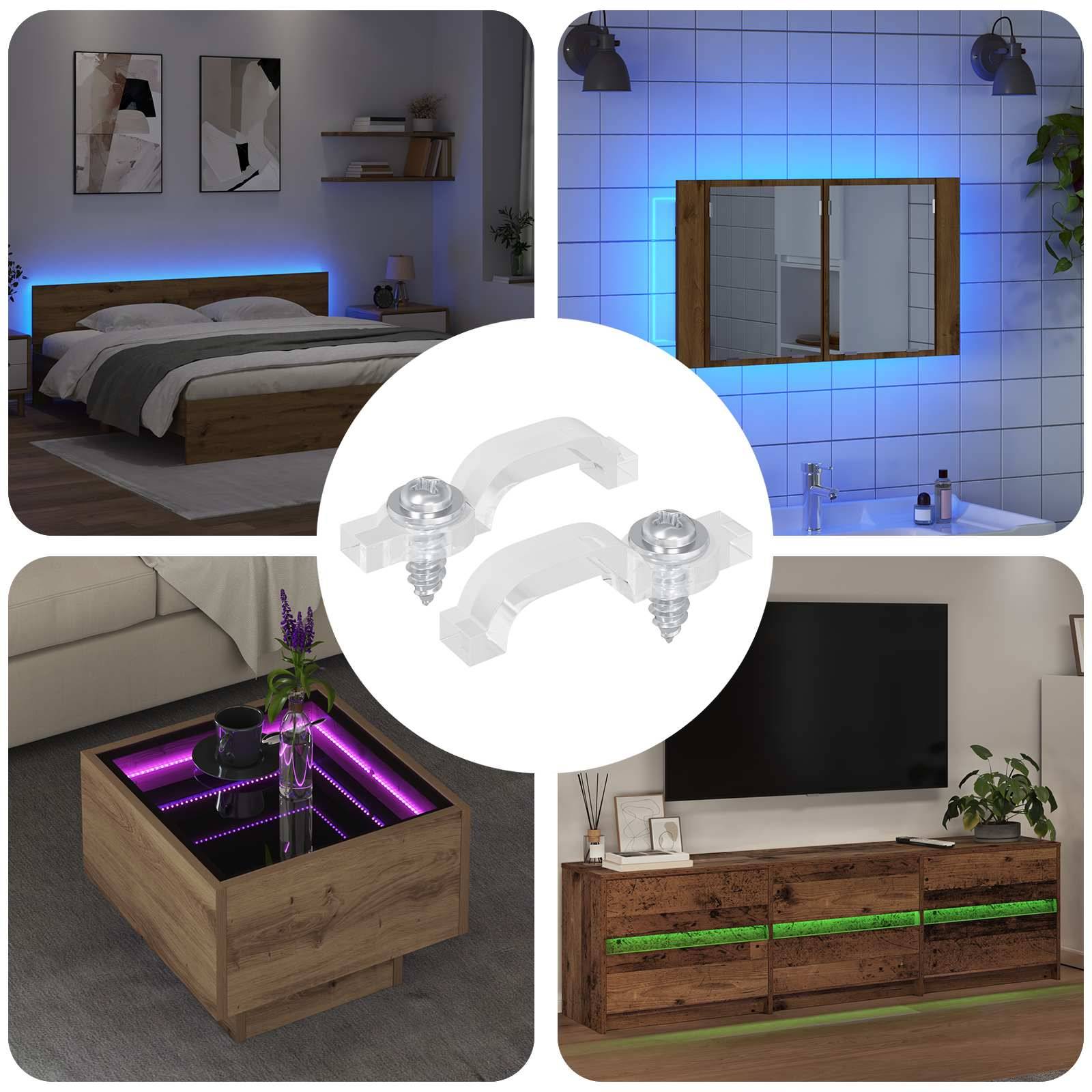 vidaXL LED Strip Clips 23,8 mm 2 stk. Transparent Plastik og Jern