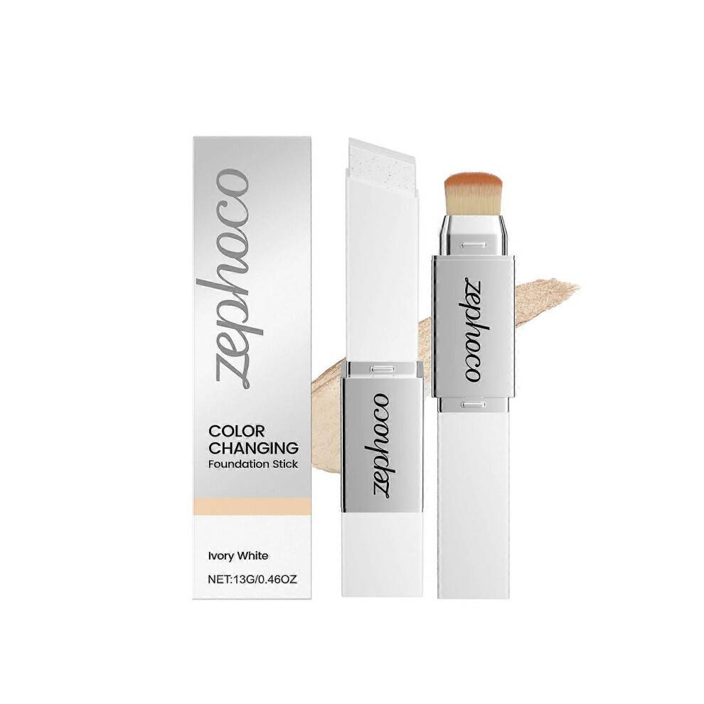 Zephoco Ivory White Two-In-One Color-Changing Foundation Stick Is Light, Moist, Natural, Adheres Well Without Powder Sticking, And Provides A Light, C