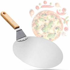 Pizzaspade i rustfrit stål med træhåndtag, pizzaspade til pizzasten, brødspade, kagespade, pizzaspade