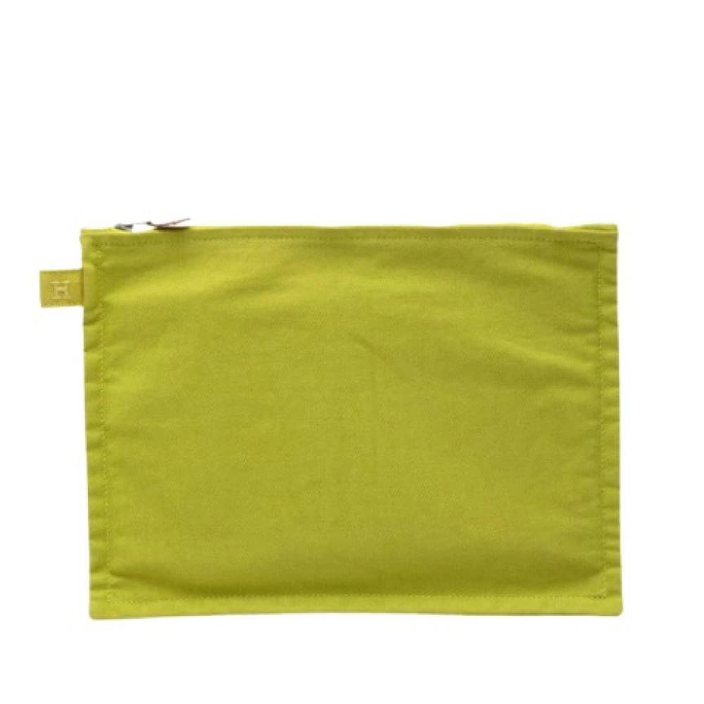 Hermès Vintage Pre-owned Canvas Pouch - Vintage - Dame - Grøn - ONE SIZE - Læder