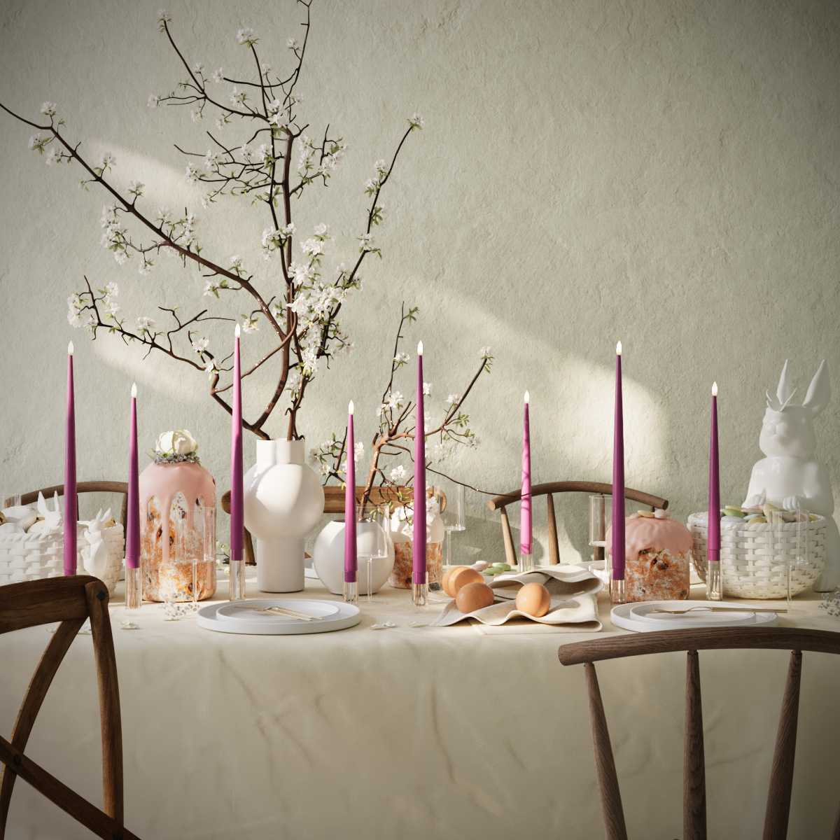 LED Ljus Med Lack paket - Violet - 4 st 38 cm | 4 st 28 cm