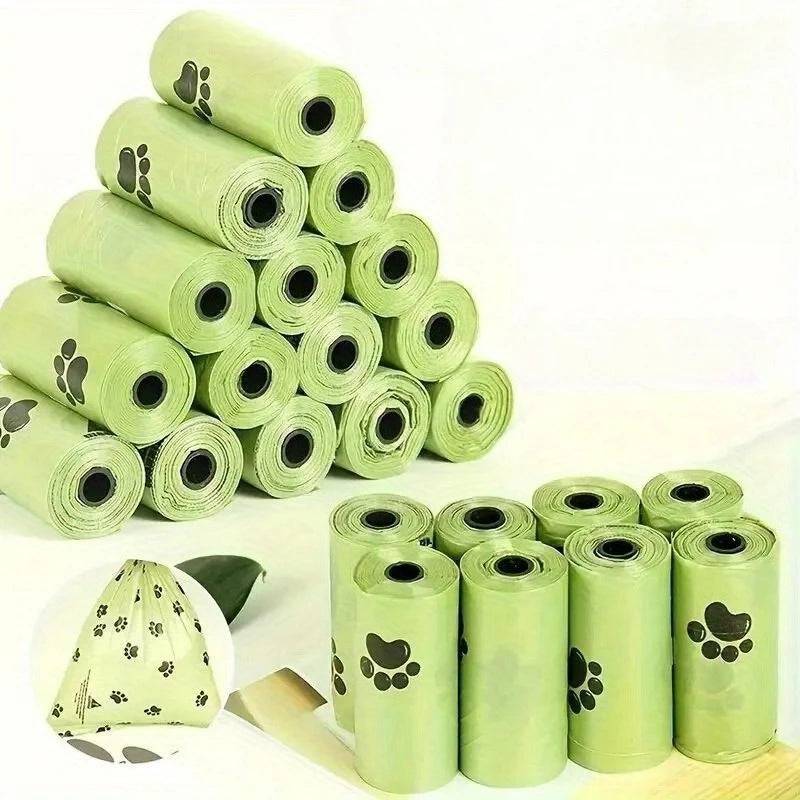Biodegradable Dog Poop Bags with Dispenser — 15 Bags Per Roll - green / 20 Rolls (20 Rolls)