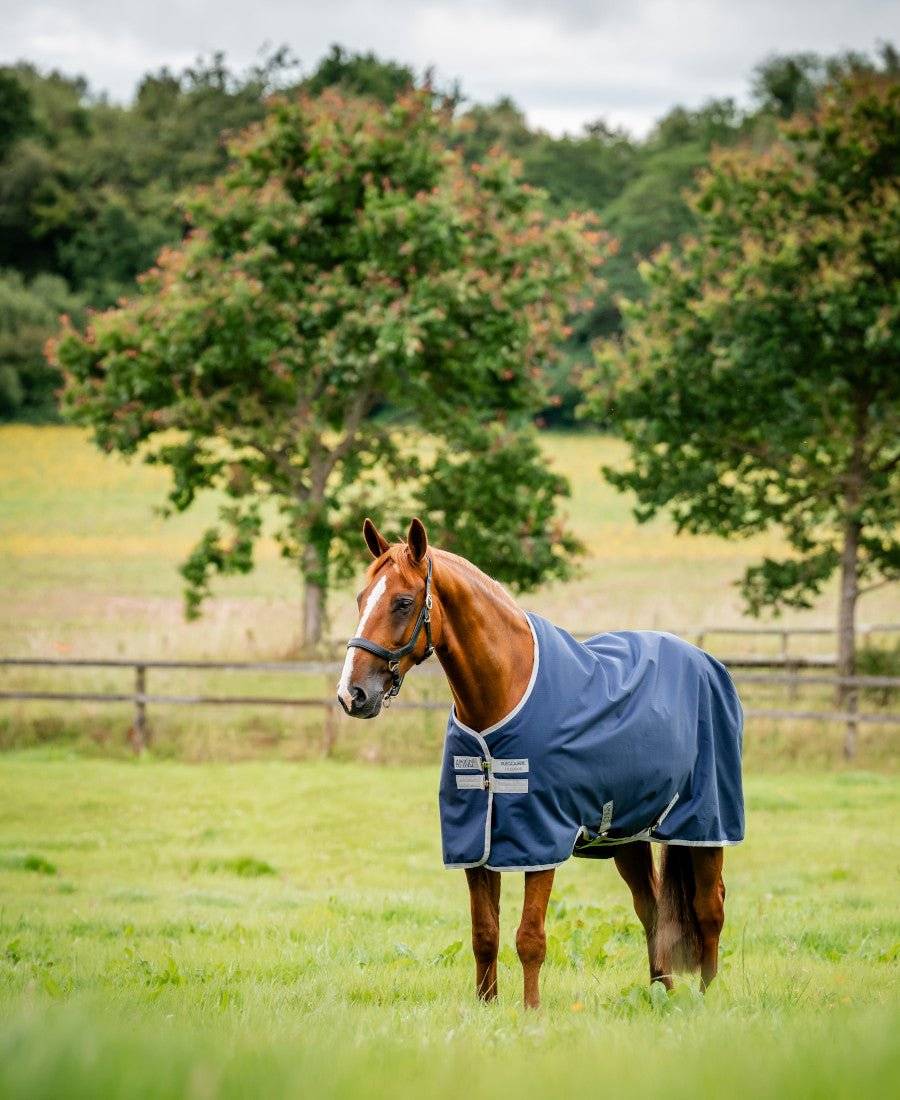 Horseware Amigo - Ripstop Regndækken 900D - 0 gram - Navy - Navy/Titanium Grå / 110