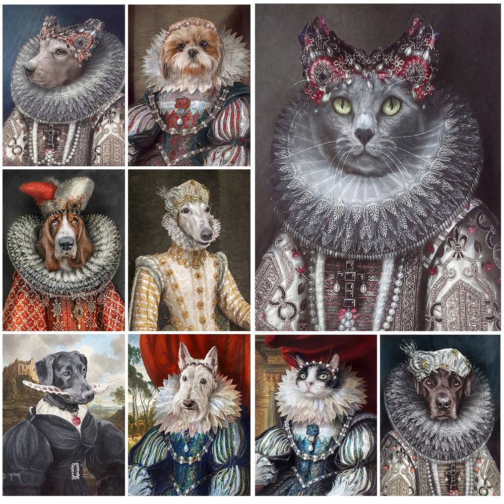 Vintage Cat Princess Countess Poster Wall Pictures For Living Room Nordic Poster Wall Art Canvas Painting Home Decor Unframed