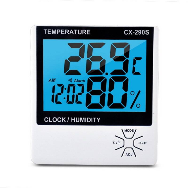 Lcd digital temperatur fuktighetsmätare -2 -1 inomhus utomhus hygrometer termometer väderstation med klocka - Cx -209s