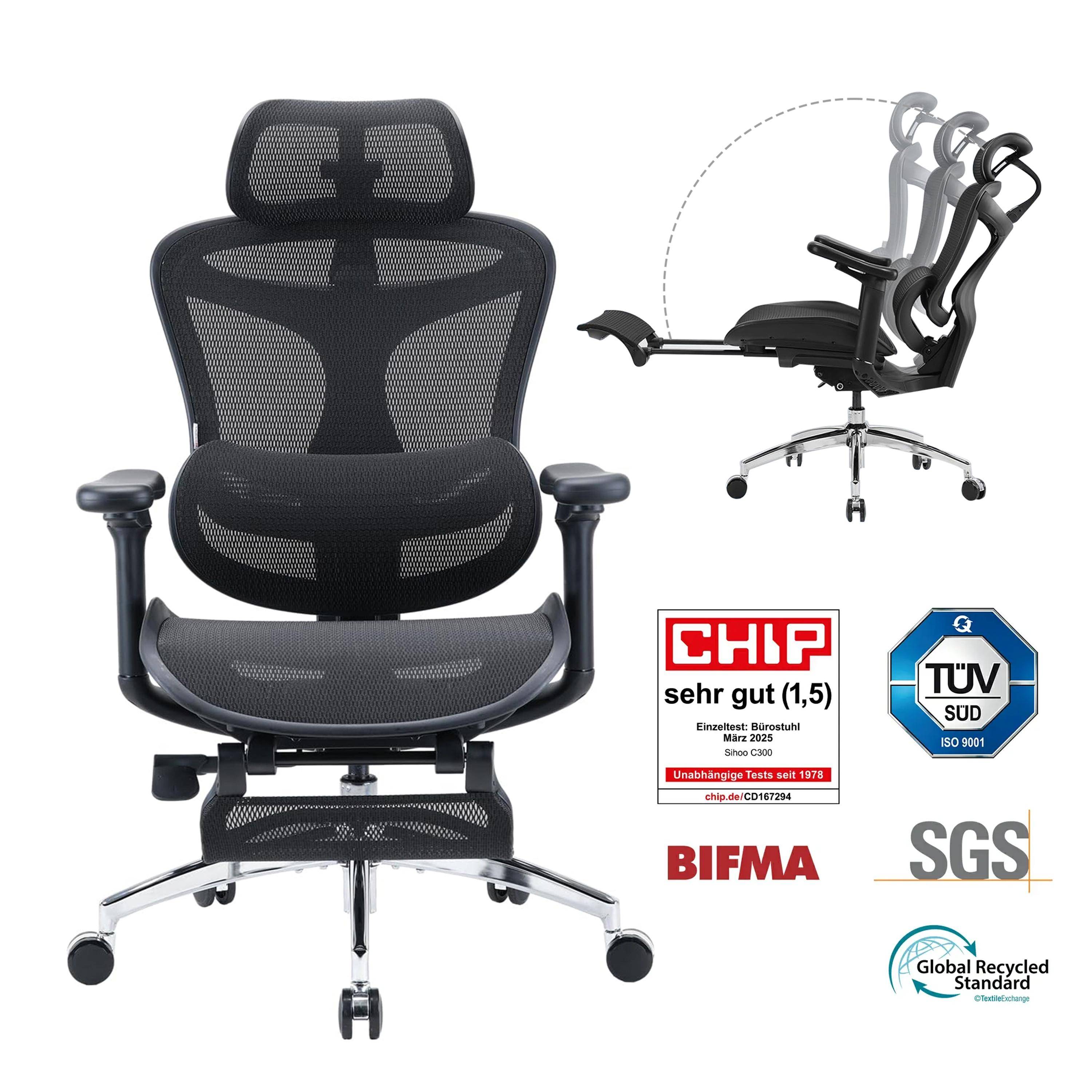 SIHOO Doro C300 JT Ergonomic Office Chair - 3D Armrests - Self-Adjusting Lumbar Support