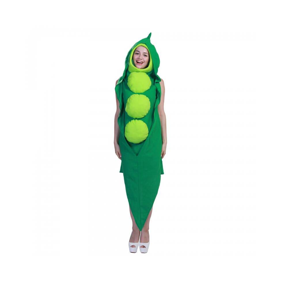 Festive Vegetable Stage Costume Halloween Party Cosplay Food Pea Pod Play Suit Green Bodysuit for Kids Adults