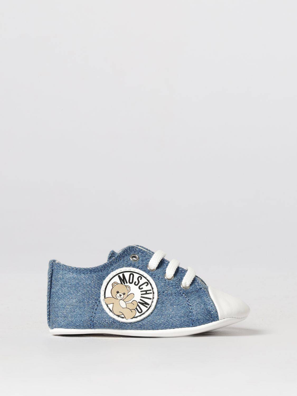 MOSCHINO Cotton Denim and Leather Sneakers - 18
