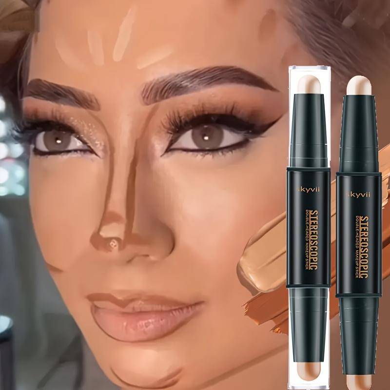 Contouring Stick med dubbelhårig, dubbelfunktions concealer Highlighter för tredimensionell Nose Bridge Shadow V Face High Nose Bridge Face Makep