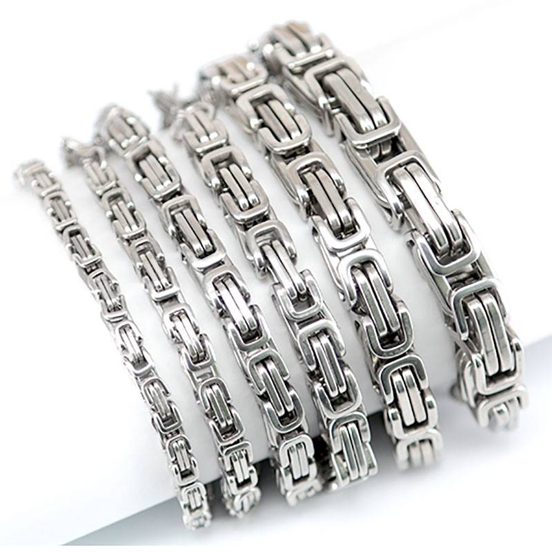 Kejsarlänk -Armband i rostfritt stål -Silver 5mm,  6mm, 8mm resp. 10mm