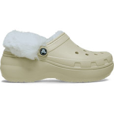 Crocs women Classic Platform Fuzz Lined Clogs Bone 41