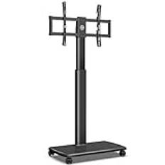 FITUEYES TV-hjulshållare för 32 till 70" skärm vagn TV-skåp justerbar höjd 1270-1470 mm max. VESA 600 x 400 mm justerbar vinkel ±30° (utan hylla)