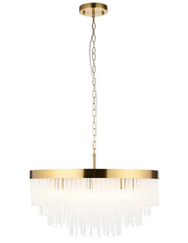 ANISTORIA Lysekrone i stål og glas Ø65 cm 9 x E14 - Børstet messing/Klar tekstur
