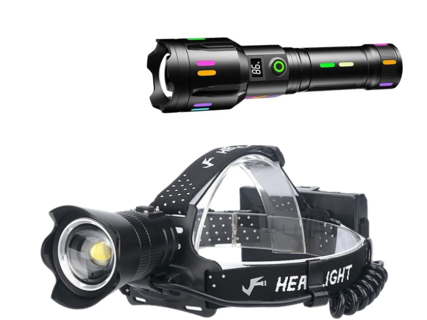 Paketerbjudande: Pannlampa 4800 LM (max 6800 LM) + Ficklampa 4200 LM (max 5800 LM)