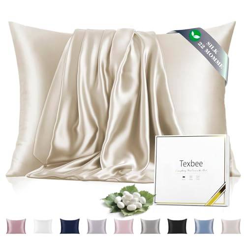 Texbee Seidenkissenbezug 40x80 Maulbeerseide für Haar und Haut, Beige