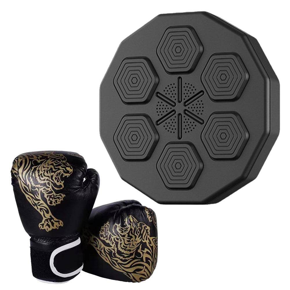 Smart Music Boxing Machine LED Wall Targeted Punching Pad Rechargeable Boxing Exercise Equipment for Boxing Reaction Training with Black L Gloves