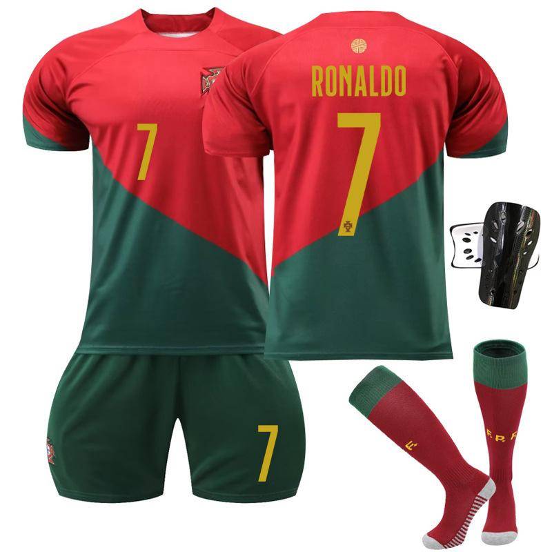 Cristiano Ronaldo Portugal Hem 22-23 VM 7 Tröja Fotbollströja Set Herr 20-21 Retro