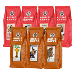 Rigtig Kaffe Röd & Orange Mixpaket 3,2kg Hela kaffebönor