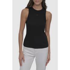 DKNYtil kvinder. DJ5T1413 Top Logo sort (XS), Casual, Bomuld, Uden ærmer/stropper