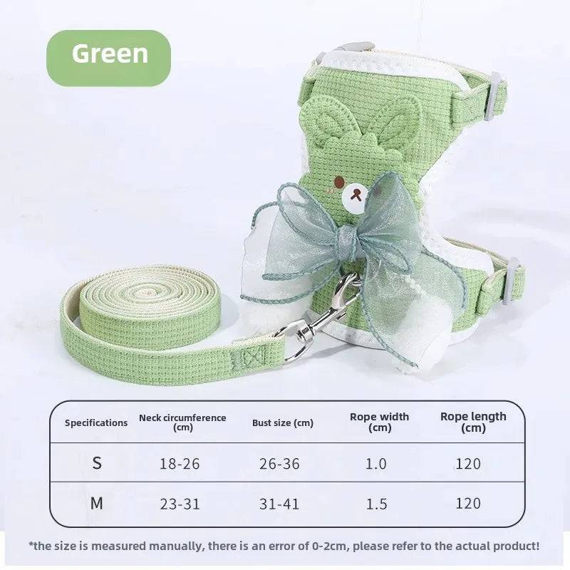 Undershirt Vest Harness & Leash for Small Dogs & Cats - Green / S (S)