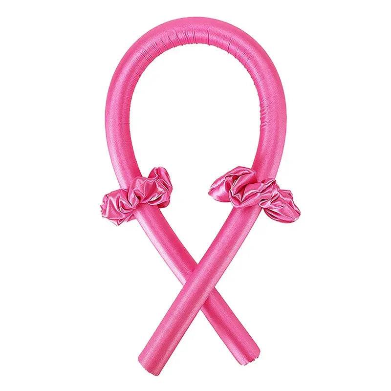 Heatless Curling Rod Headband No Heat Silk Curls Ribbon Hair Rollers Sleeping Soft Headband Lazy Hair Curlers Hair Styling Tools - Rose Red no Clip / CHINA