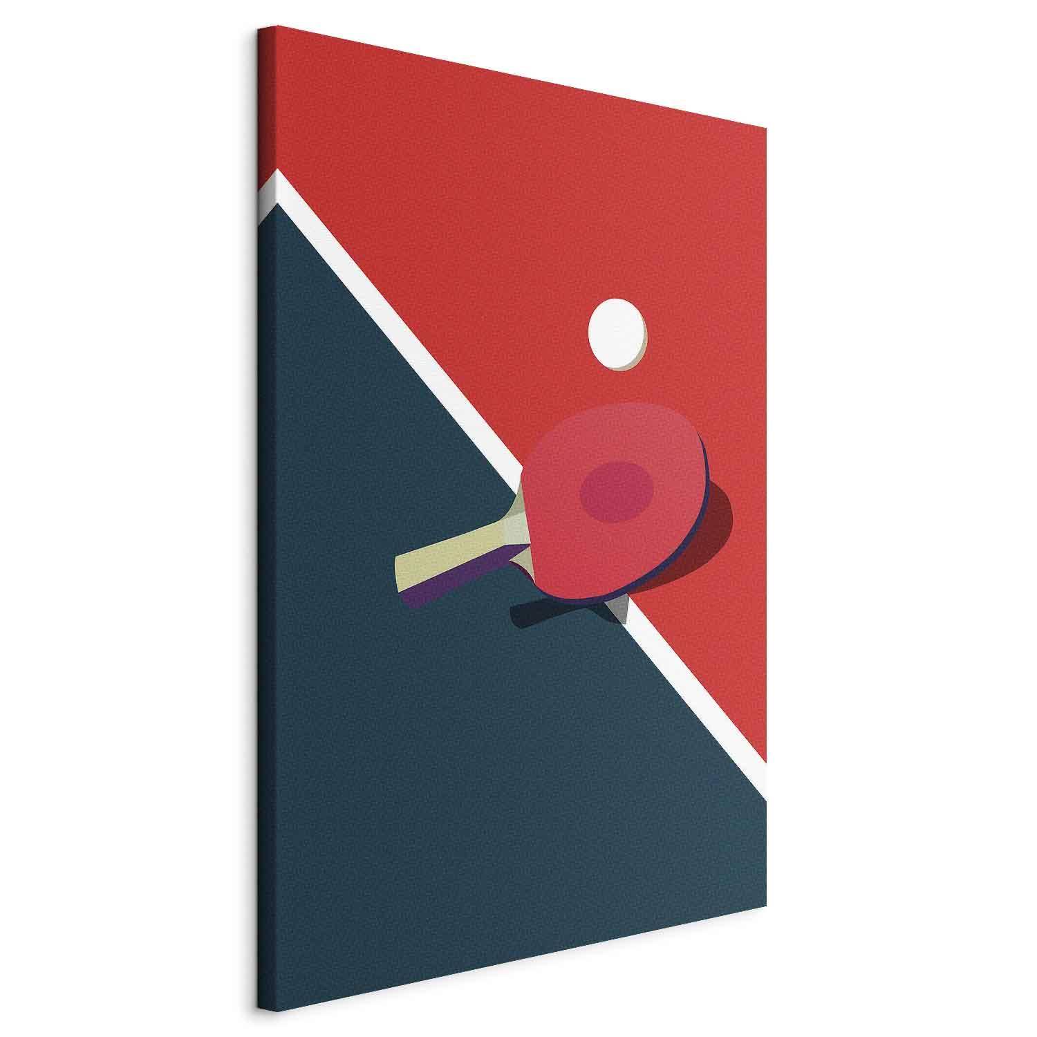 Lærredsbillede Bordtennis - bat og bold på bordet - 60 x 30 cm - Standard