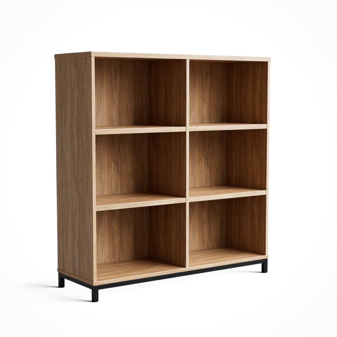 Åbent kontorskab Crito 300 - 125x116x39 cm, Farve Eg, Understel Metalunderstel.