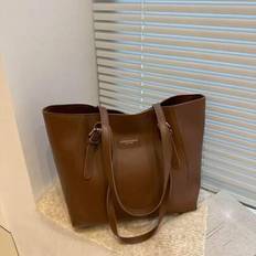 Retro Minimalist Chic Commuter Handbag For Women, 2024 New Fashion Large Capacity Shoulder Bag - Coffee Brown - Large