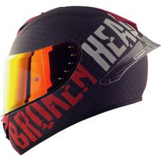Broken Head Integralhelm BeProud Race Pro Carbon Rot + Rot Verspiegelten & Sc...