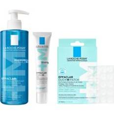La Roche Posay Anti-Blemish Evening Routine Effaclar Cleanser, Treatment & Patches