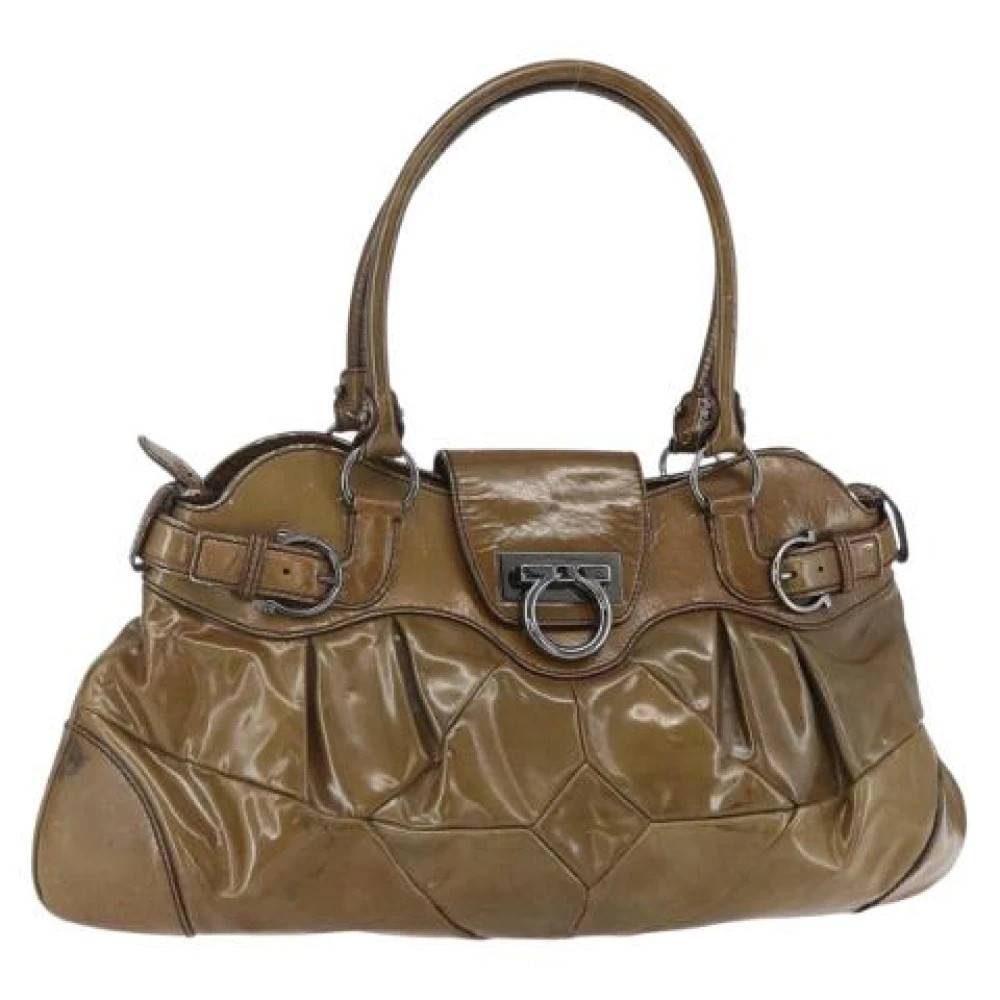 Salvatore Ferragamo Pre-owned Pre-owned Coated Canvas Skuldertaske - Vintage - Dame - Brun - ONE SIZE - Uld