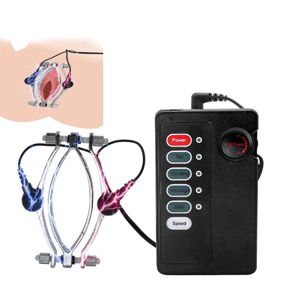 SuperLove E-Stim Adjustable Pussy Clamp Set - silver