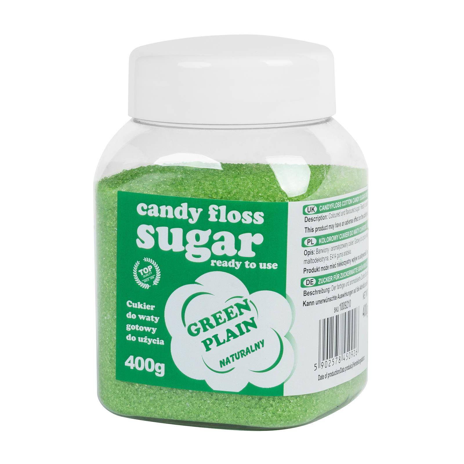 Färgat sockervaddssocker, grön, naturlig smak, 400g