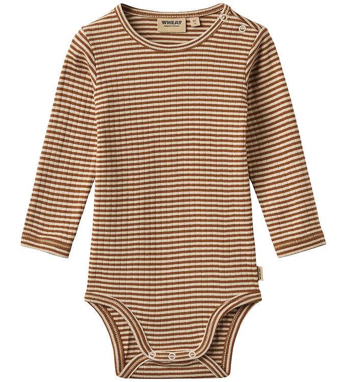 Wheat Body l/æ - Freddie - Warm Hazel Stripe - Wheat - 1 år (80) - Body L/Æ