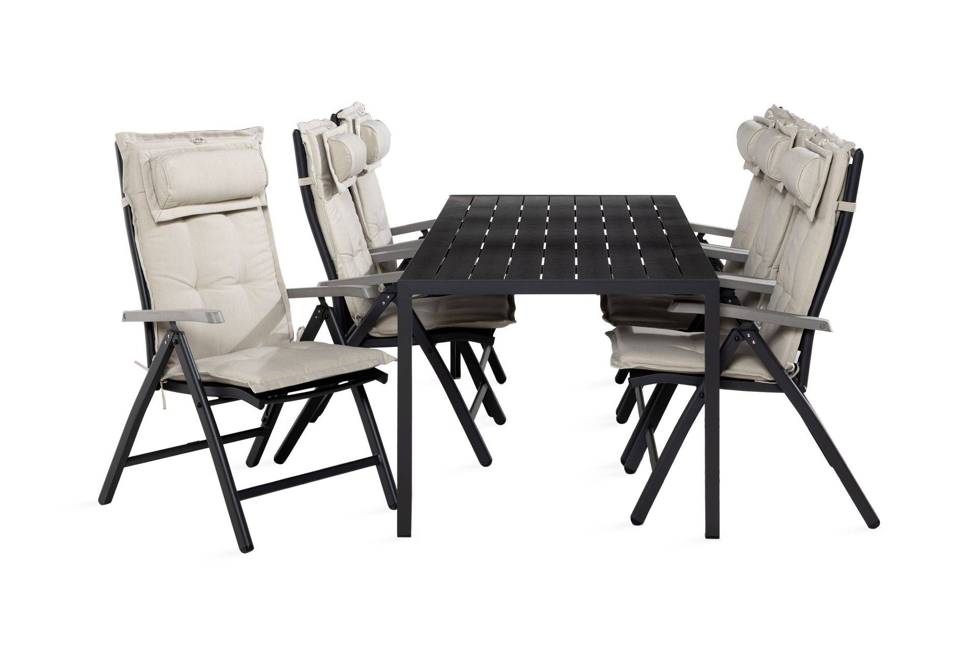 Tunis Matgrupp Utomhus 90x205 + 6 Monaco Positionsstol m Dyna - Svart/Grå/Offwhite utomhus Vit,Grå,Svart Comfort Garden