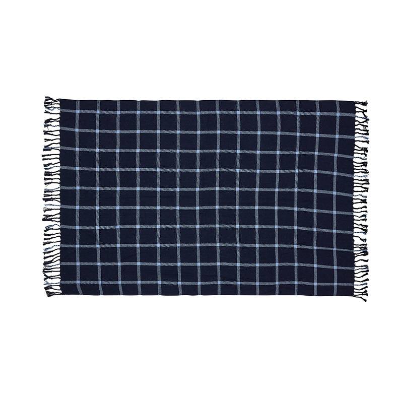 Hübsch Flok Plaid Mørkeblå