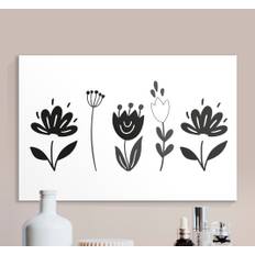 Svartvita blommor blommigcanvas tavla