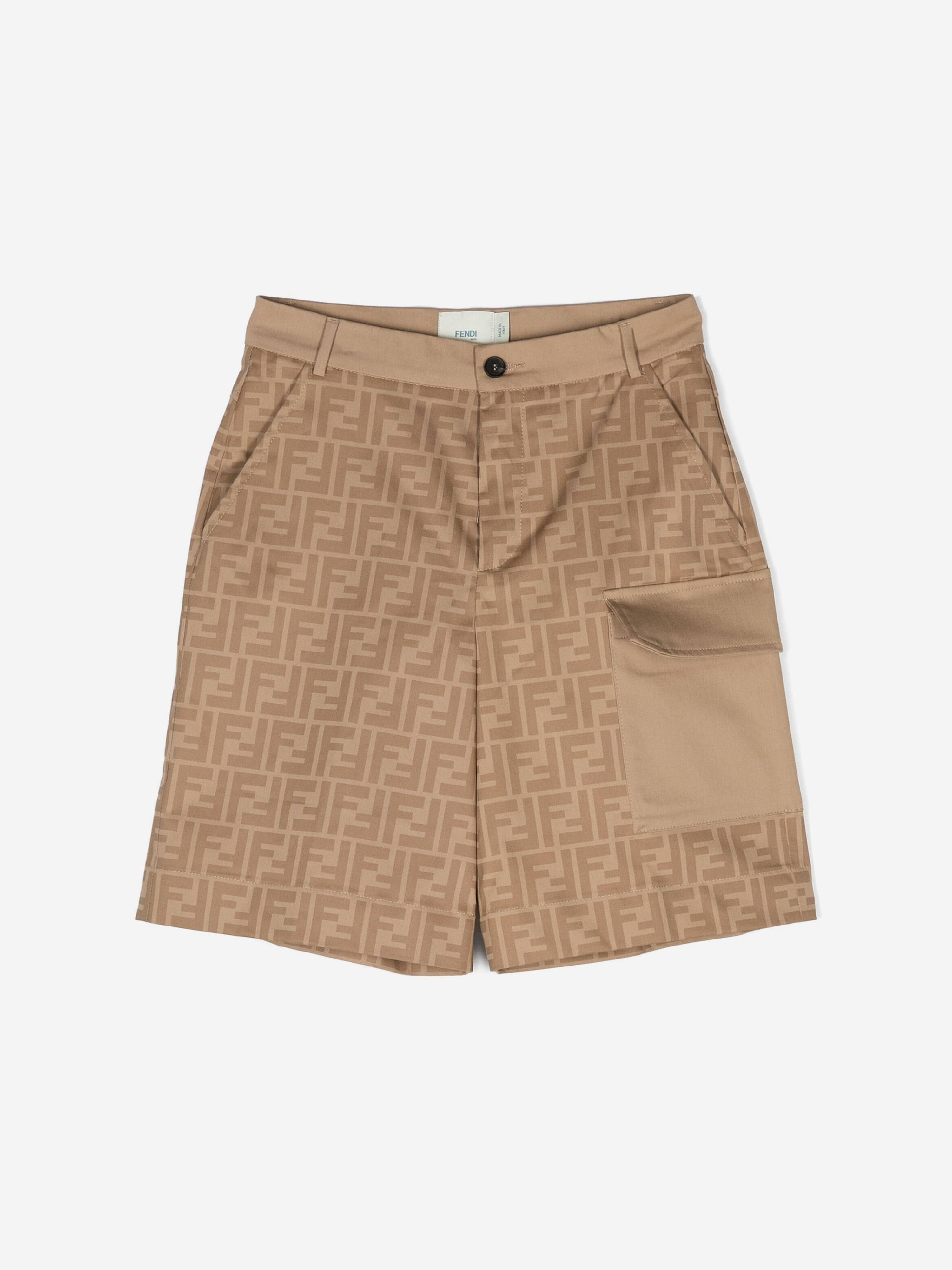 Fendi Boys FF Logo Shorts in Beige - Beige / 5 Yrs (5 Yrs)