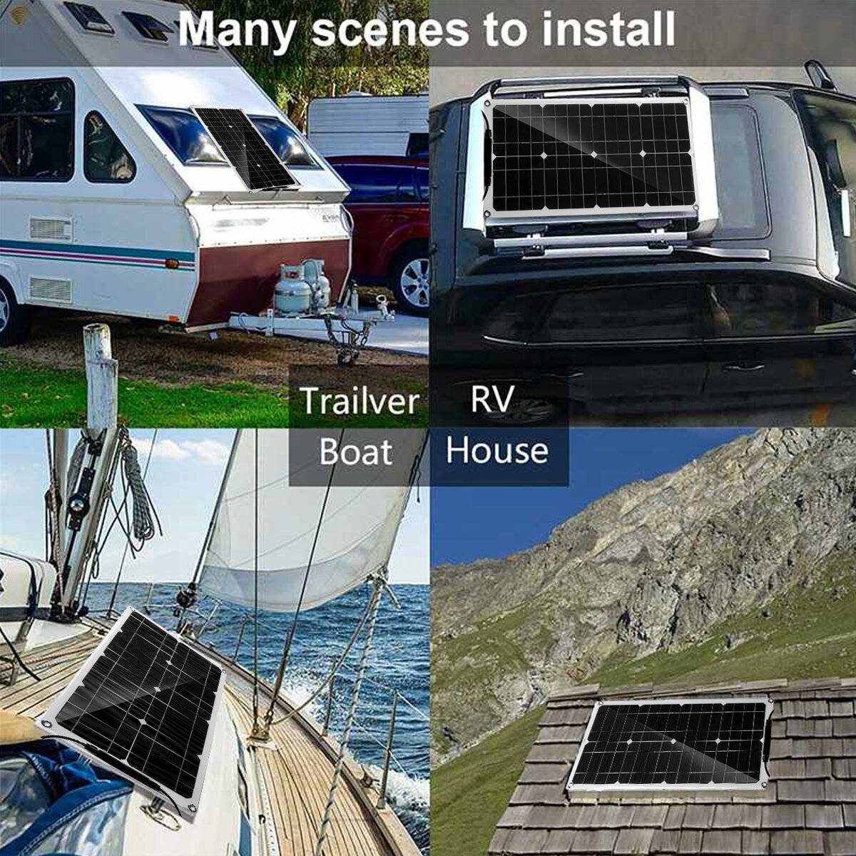 10W Solpanel Kit Batteriladdare och 30A Kontroller Bil Van Husvagn Båt Camping