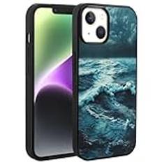 Xioolia telefonfodral för iPhone 15 14 12 13 11 7 8 6s 6 Pro Max Plus mini XR X XS Max SE med Ocean-AD11 svart TPU gummiskyddsfodral