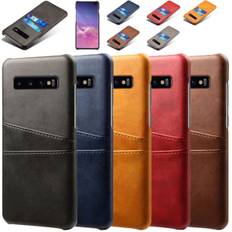 Samsung S10+ skydd skal fodral skinn kort visa amex mastercard - Blå Samsung Galaxy S10+
