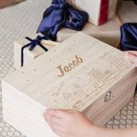 Personalised Festive Houses Wooden Hamper Box - natural - one size