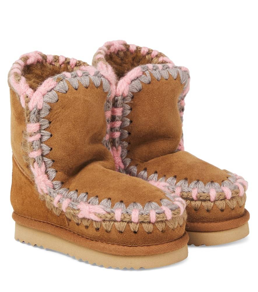 Mou Kids Botas de ante con borrego bordadas - marrón - EU 35