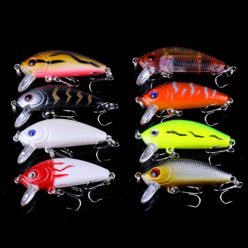 Mixed Fishing Lure Set Minnow Lure Crank Baits Tackle Treble Hooks Kit gray