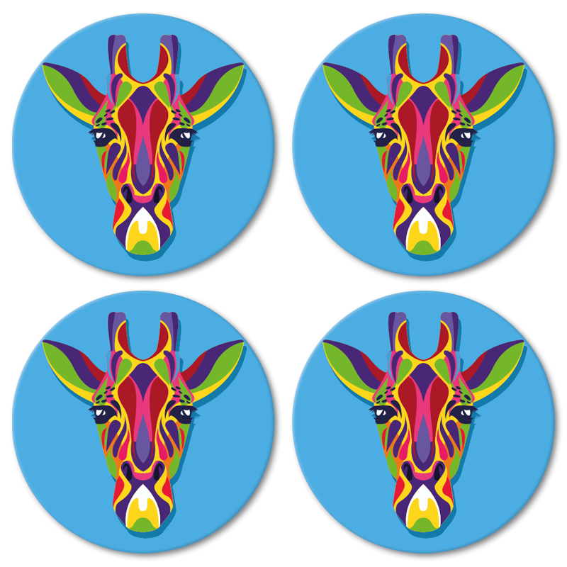 Mångfärgad giraffmålning modern glasunderlägg
