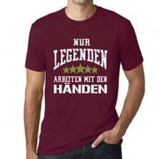 Grafisk T-shirt Herr Legender arbetar med händerna – Legenden Arbeiten Mit Den Handen – Begränsad Upplaga Rolig Vintage Herrmodestil för Män Nyhet - Bourgogne - L,M,S,XL,XS,XXL