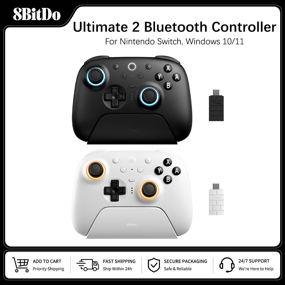 8BitDo Ultimate 2 Bluetooth Controller Wireless Gamepad for Nintendo Switch, Switch 2, Windows 10/11 with TMR Joystick Accessory