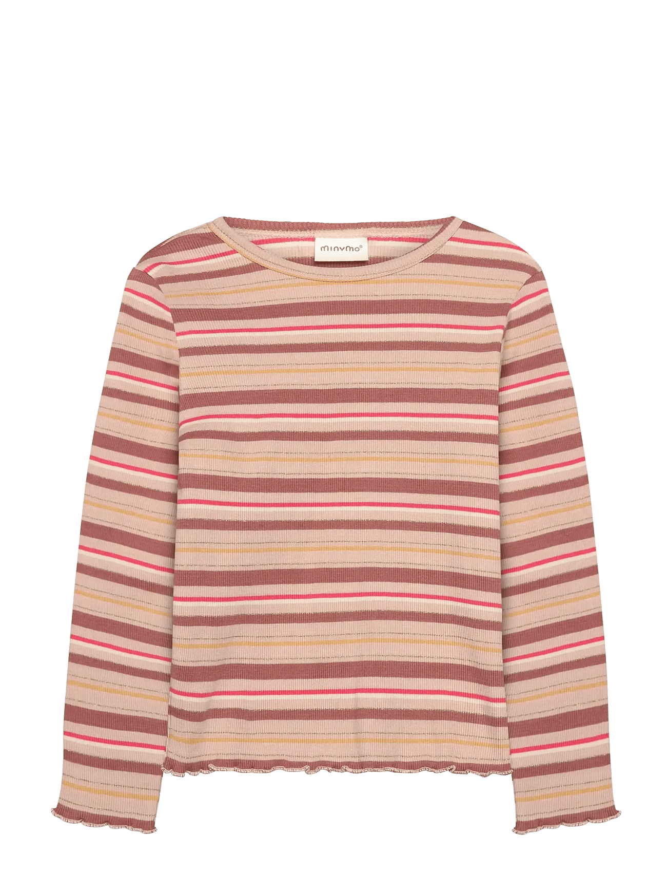 Minymo T-Shirt Ls Y/D Rib - Pink - 140