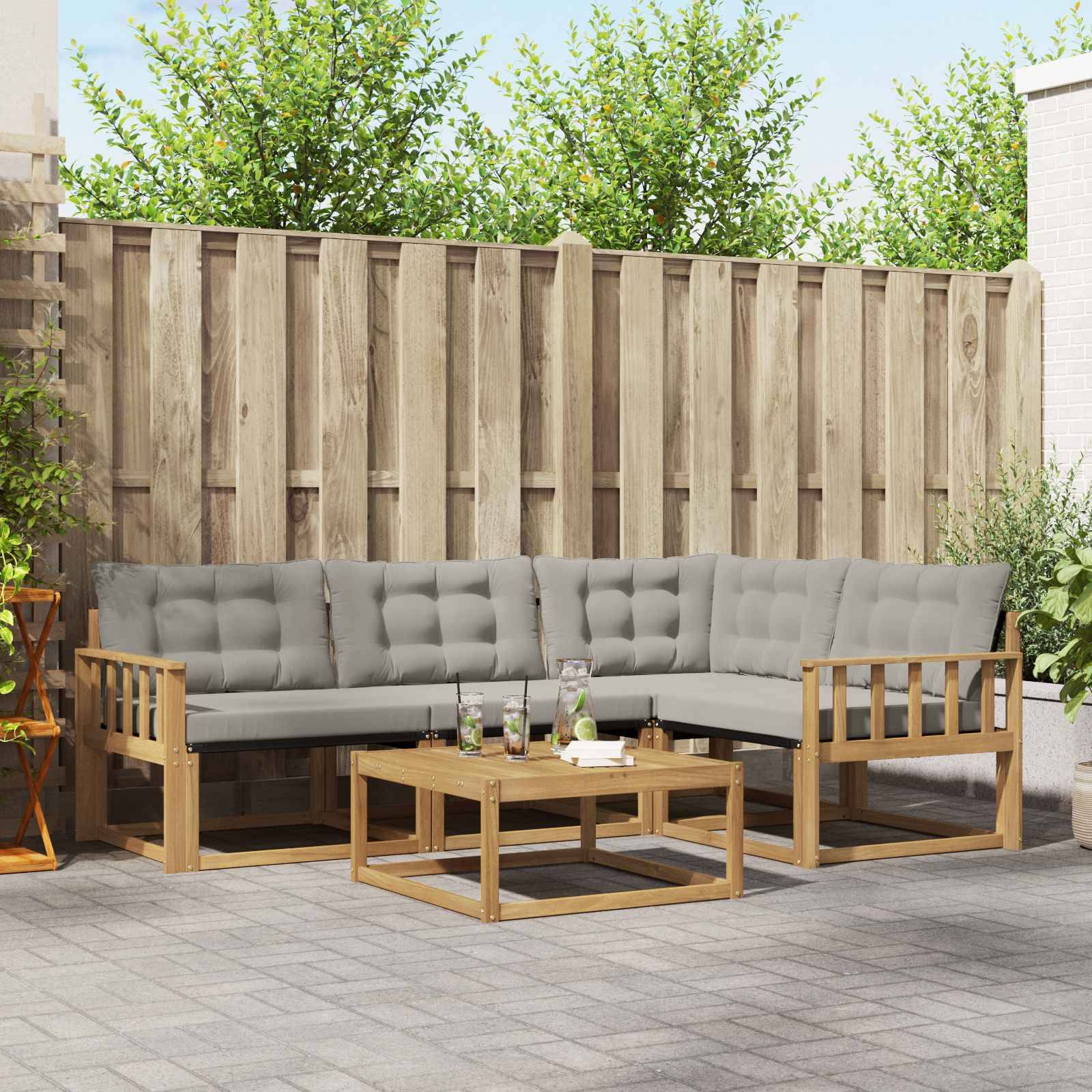 vidaXL Udendørs sofagruppe 5 pcs Hvid og lysegrå 79 x 79 x 37 cm