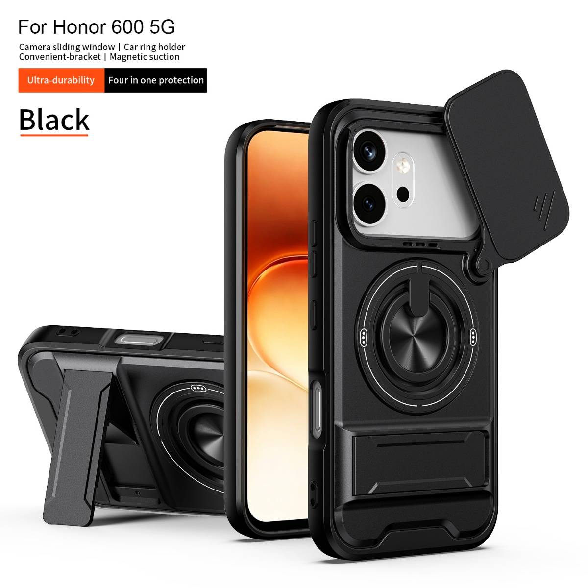 Magnetic for Honor 600 Pro Honor 600 Lite Phone Case Cover Rotatable Slide Camera Protection Ring Stand Shockproof Capa Funda